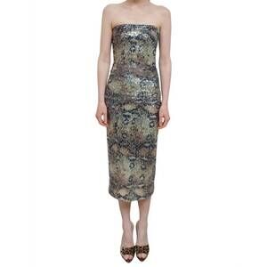 NEW LE SUPERBE glossy snake tube dress in desert snake